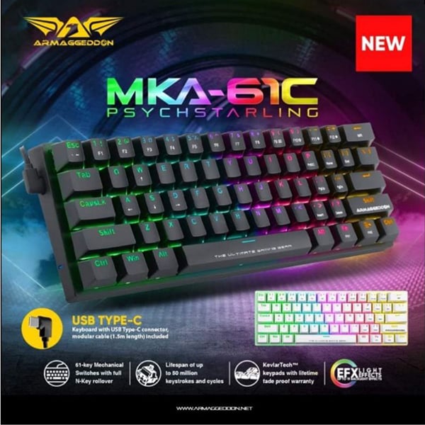 Armaggeddon MKA-61C PsychStarling Backlit Mechanical Gaming Keyboard