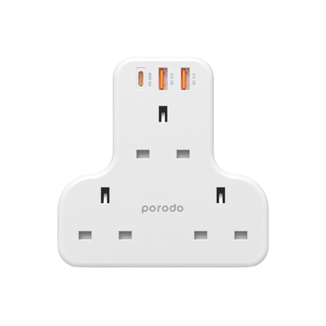 Porodo 3 AC Outlet + Fast Charging USB Multi-Port Wall Socket