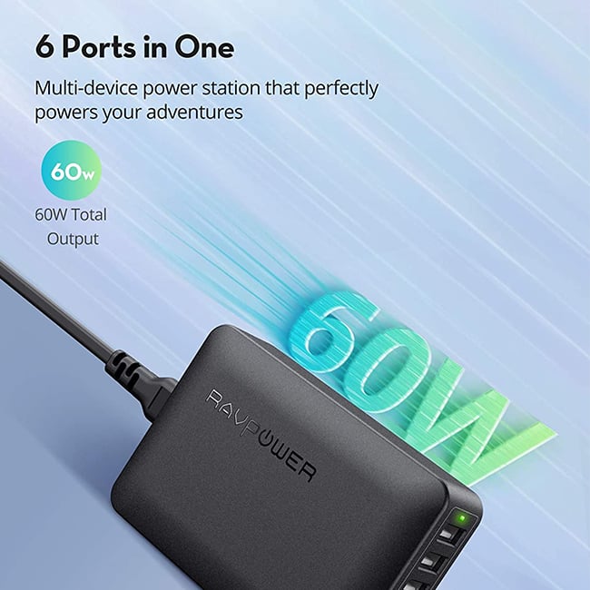 Ravpower 60W 6 Port USB Wall Charger