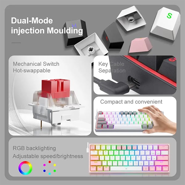Redragon FIZZ K617 RGB Mechanical USB-C Wired Gaming Keyboard