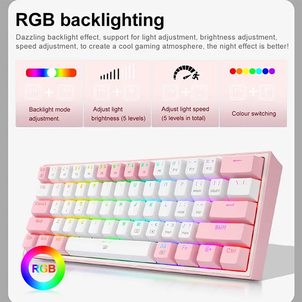 Redragon FIZZ K617 RGB Mechanical USB-C Wired Gaming Keyboard