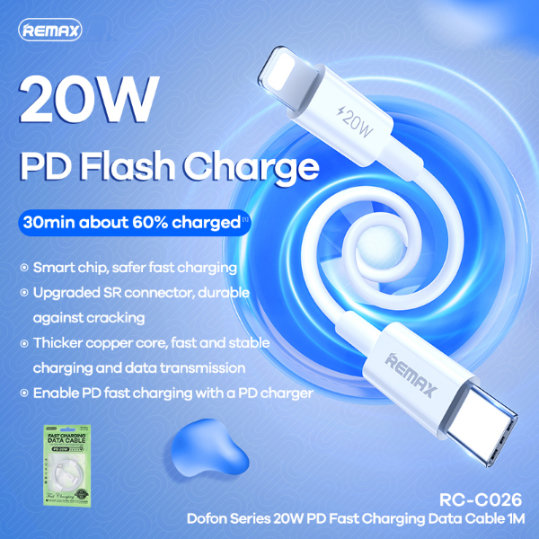 Remax RC-C026 Dofon Series 20W PD Type-C to Lightning Fast Charging Cable