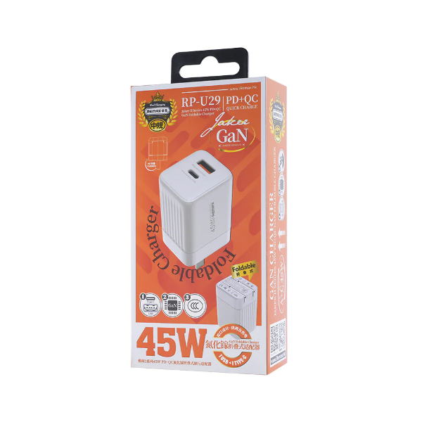 Remax RP-U29 Jaker II Series 45W PD+QC GaN Foldable Charger