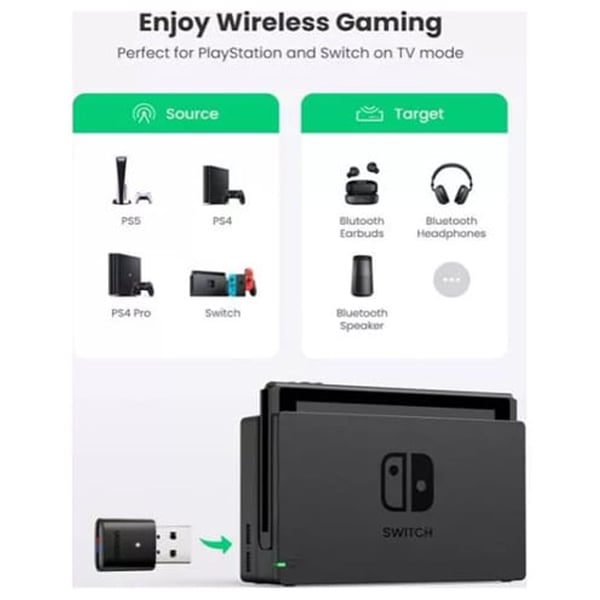 UGREEN 10928 USB Bluetooth 5.0 Transmitter Adapter for Switch/PlayStation