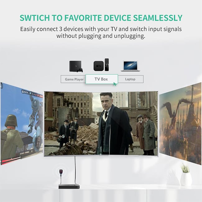 UGREEN 40234 3-Port 3X1 HDMI Switcher