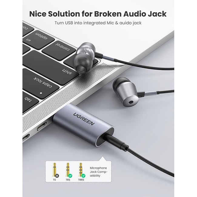 UGREEN 80864 2 in 1 USB External Sound Card Audio Adapter