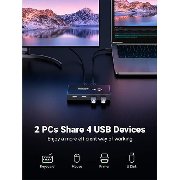 UGREEN _30767 2 In 4 Output USB 2.0 KVM Switch Box