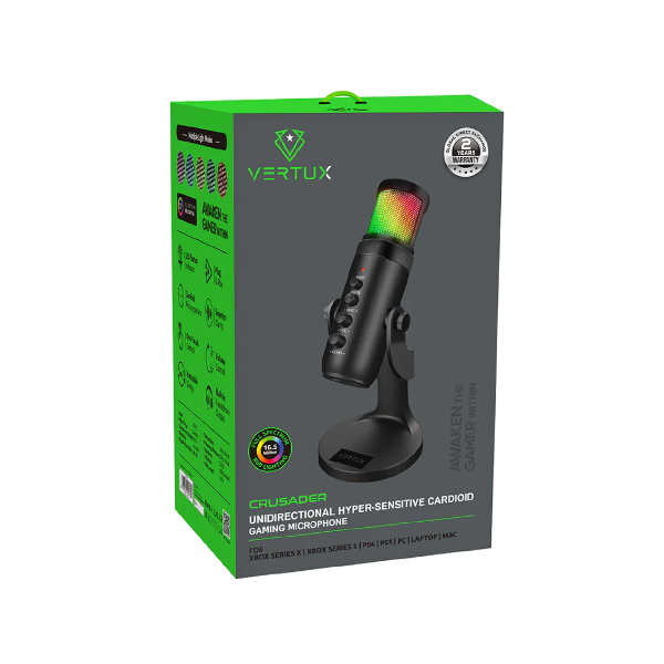 Vertux Crusader Unidirectional Hyper-Sensitive Cardioid Gaming Microphone