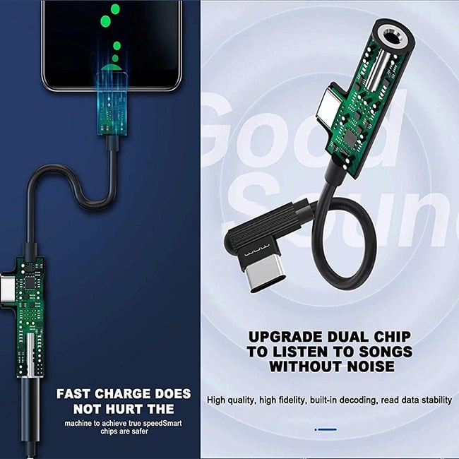 WUW X107  2-in-1 Type-C Audio Adapter