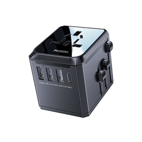 Yesido MC10 3 USB + 1 USB-C Port Universal Travel Adapter