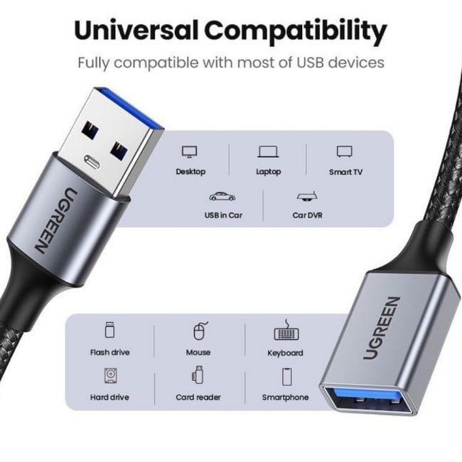 UGREEN 10497 USB 3.0 Extension Braided 2M Cable