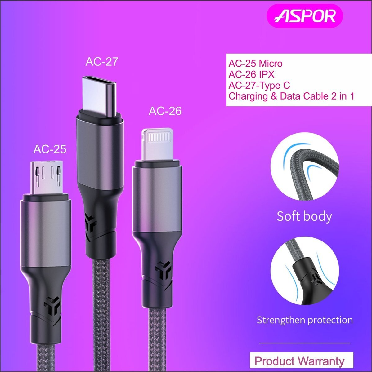Aspor AC-27 3.1A USB to Type-C Fast Charging Cable