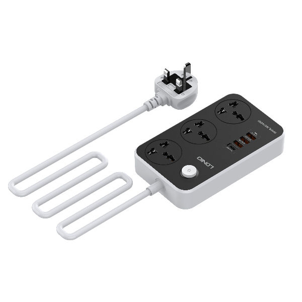 LDNIO SC3412 3 Power Socket + 20W USB-C PD + 3 USB QC3.0  Extension Power Cord