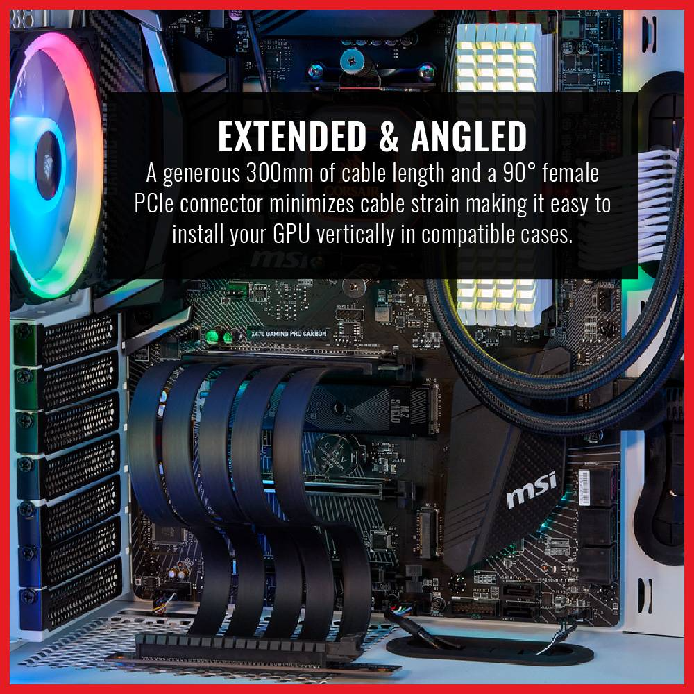 Corsair Premium 300mm PCI-E 3.0 x16 Vertical VGA Riser Cable