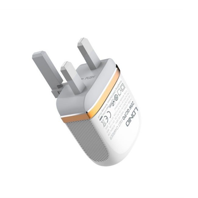 LDNIO A2316C 20W QC3.0 + PD UK Home Charge Adapter with Type-C to Lightning Cable