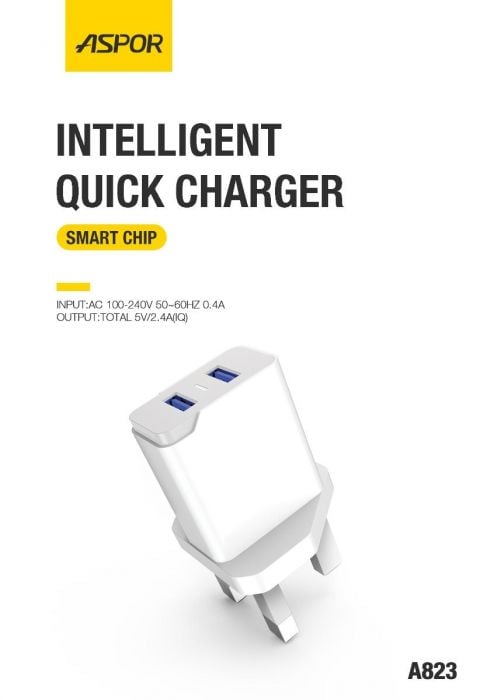 Aspor A823 Dual USB 2.4A IQ Fast Charger
