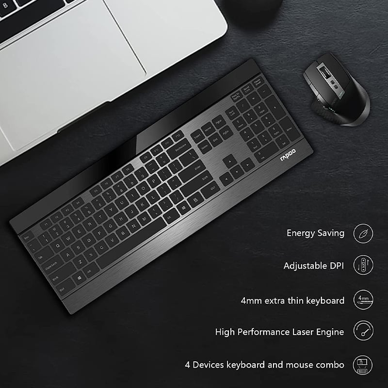 Rapoo 9900M Multi-Mode Wireless Ultra Slim Keyboard and Mouse