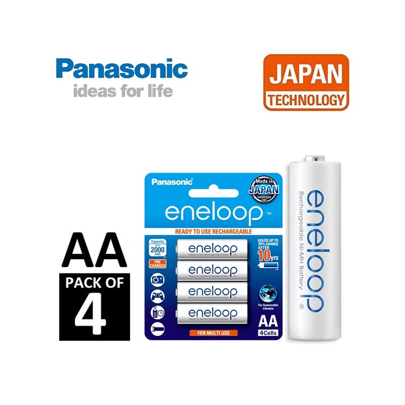 Panasonic Eneloop AA Rechargeable 2000mAh Batteries - 4Pcs
