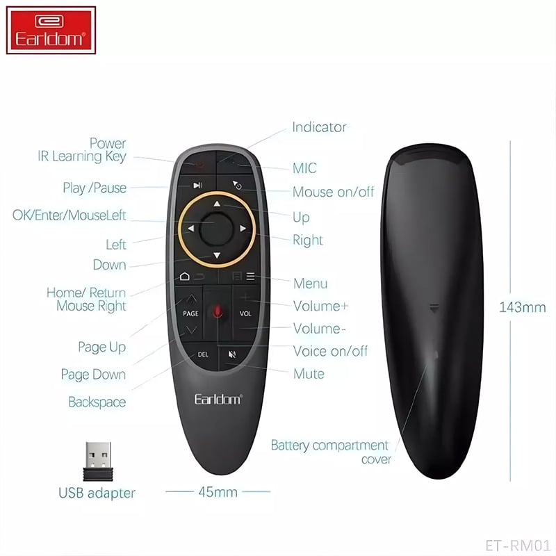 Earldom RM01 2.4GHZ Wireless Air Remote Mouse