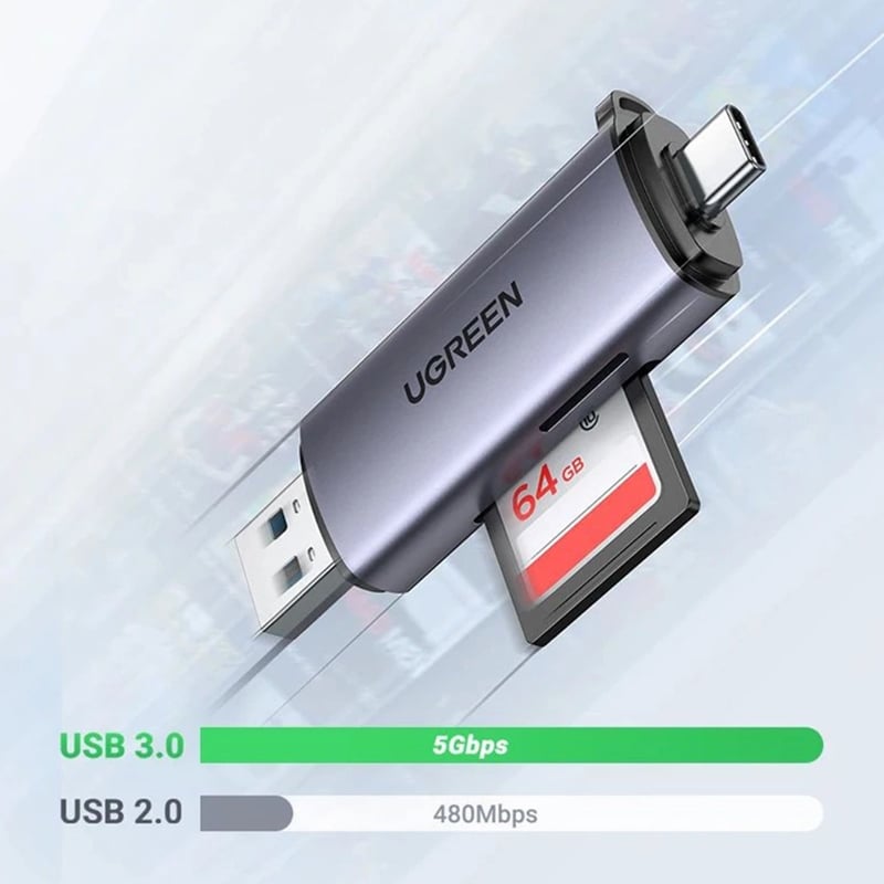 UGREEN CM185 50706 2-in-1 USB-C & USB 3.0 SD/TF Card Reader
