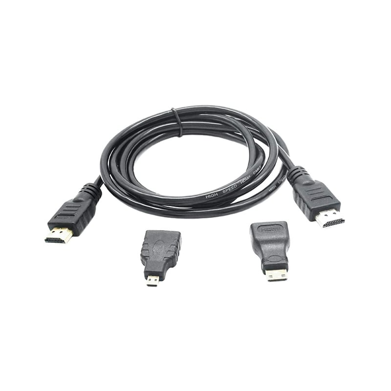 3 In 1 HDMI to HDMI Cable with Mini HDMI and Micro HDMI Adapter Converter Kit