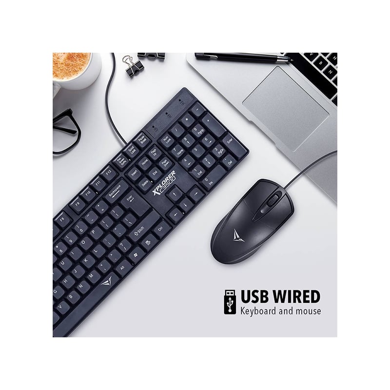 Alcatroz Xplorer C3500 Silent USB Wired Quite Keyboard Mouse Combo