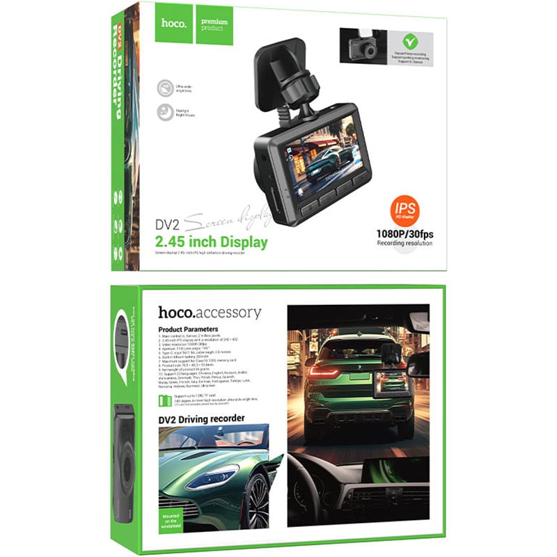 HOCO DV2 2.45 inch 1080p Display Driving Recorder Dash Cam