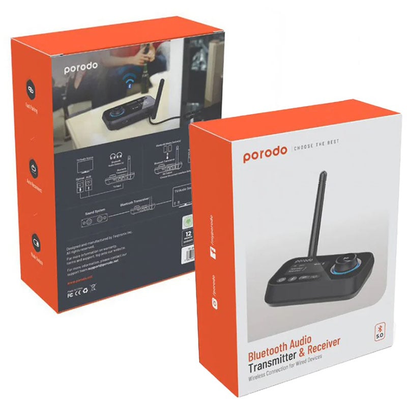 Porodo 3 in 1 Bluetooth Transmitter &amp; Receiver Wireless Audio Adapter