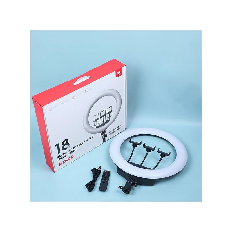 RTAKO AR-GTB01-18S 18 inch Ring Light With 3 Phone Holders