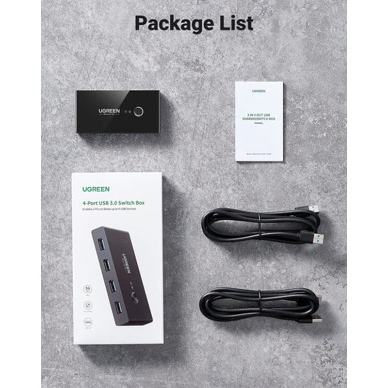 UGREEN 15705 USB 3.0 5Gbps Sharing Switch 2 in 4 out