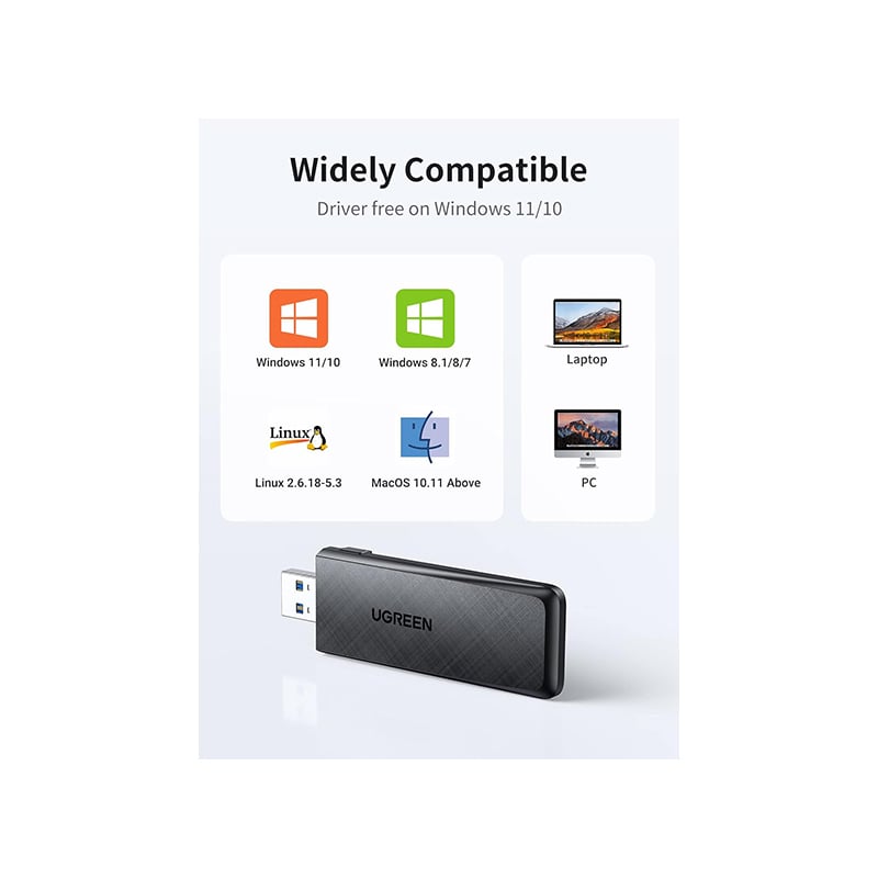 UGREEN 50340 AC1300 5Ghz &amp; 2.4Ghz Dual Band USB WiFi Adapter