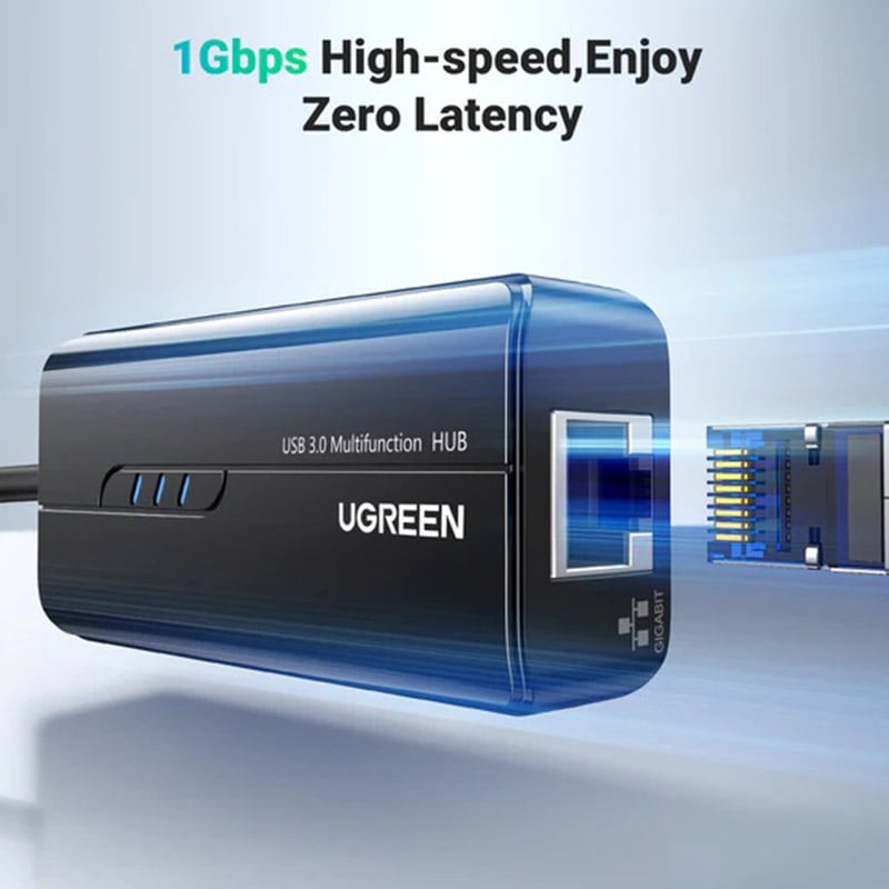 UGREEN 20265 3 Port USB 3.0 Hub with Gigabit Ethernet Adapter