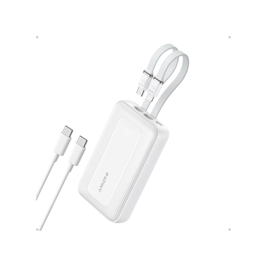 Anker A1681 Zolo 30W 20000mAh Power Bank with Built-In USB-C and Lightning Cable