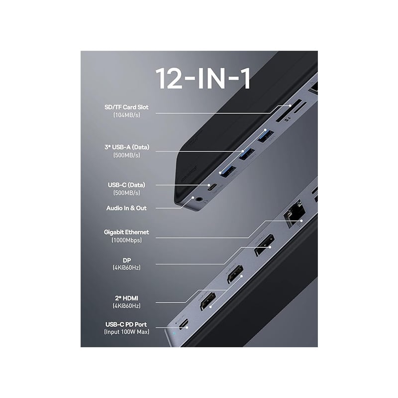 Baseus 11 in 1 USB-C Triple Display Docking Station