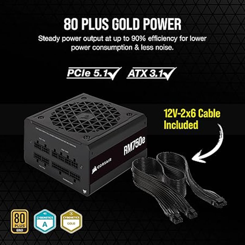 Corsair RMe RM750E – 750 WATT 80 Plus Gold Certified Fully Modular Power Supply