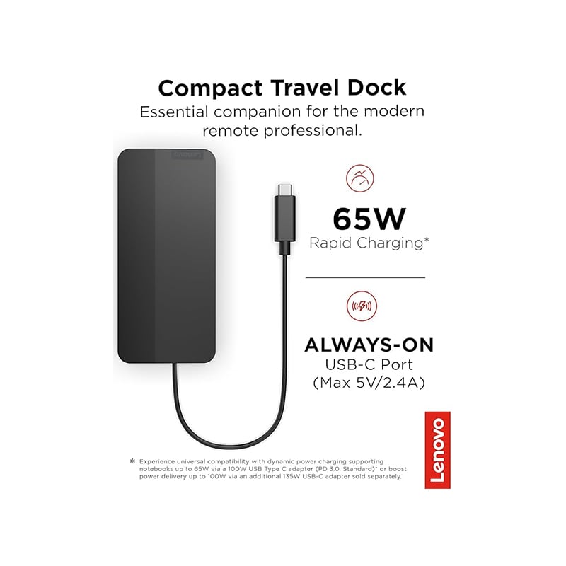 Lenovo 40B90000US 7 in 1 USB-C Dual Display Docking Station