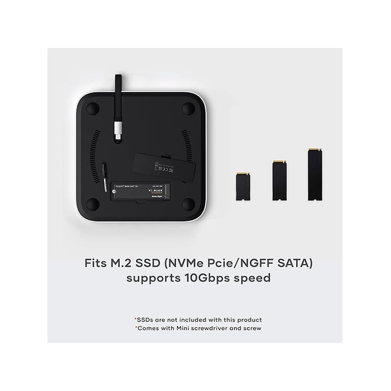 Satechi ST-GMMSHS Mac Mini Hub &amp; Stand with NVME/SATA M.2 SSD Enclosure