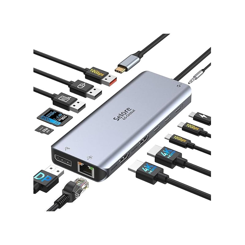 Selore 13 in 1 USB-C 3 Display Laptop Docking Station
