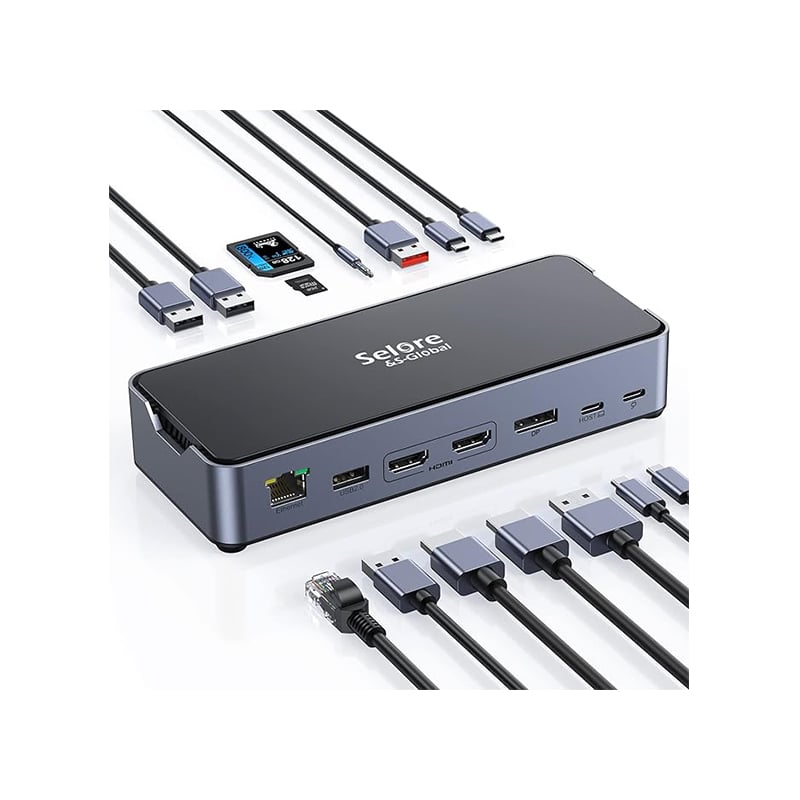 Selore 16 in 1 USB-C 3 Display Laptop Docking Station