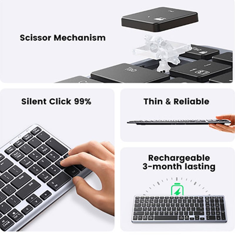 UGREEN 15258 Ultra Slim Rechargeable Wireless Keyboard