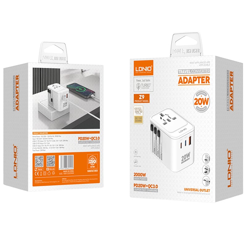 LDNIO Z9 20W 3 USB Ports GaN Travel Adapter