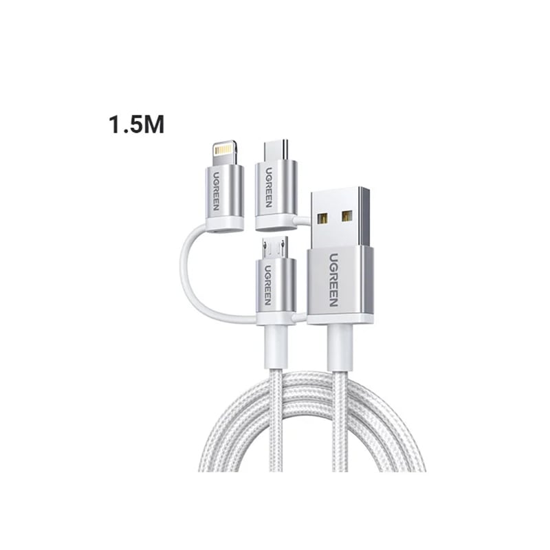 UGREEN 50203 3 in 1 1.5M Universal Braided Cable (MFi Certified)