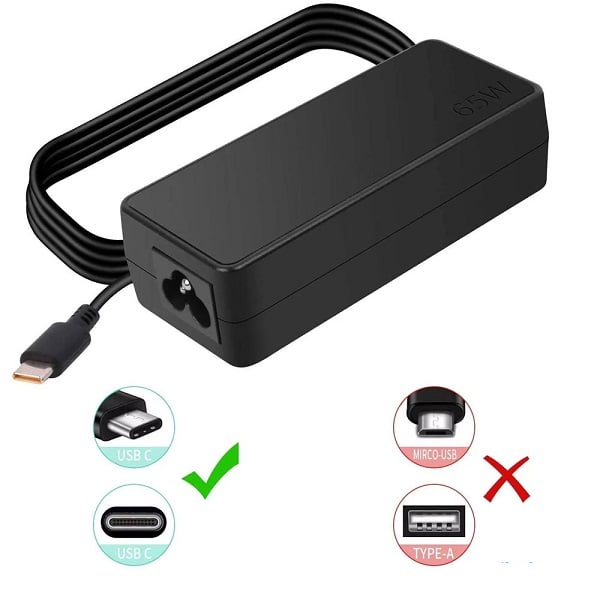 Lenovo 20V 3.25A 65W Type-C Replacement Laptop AC Charger Adapter
