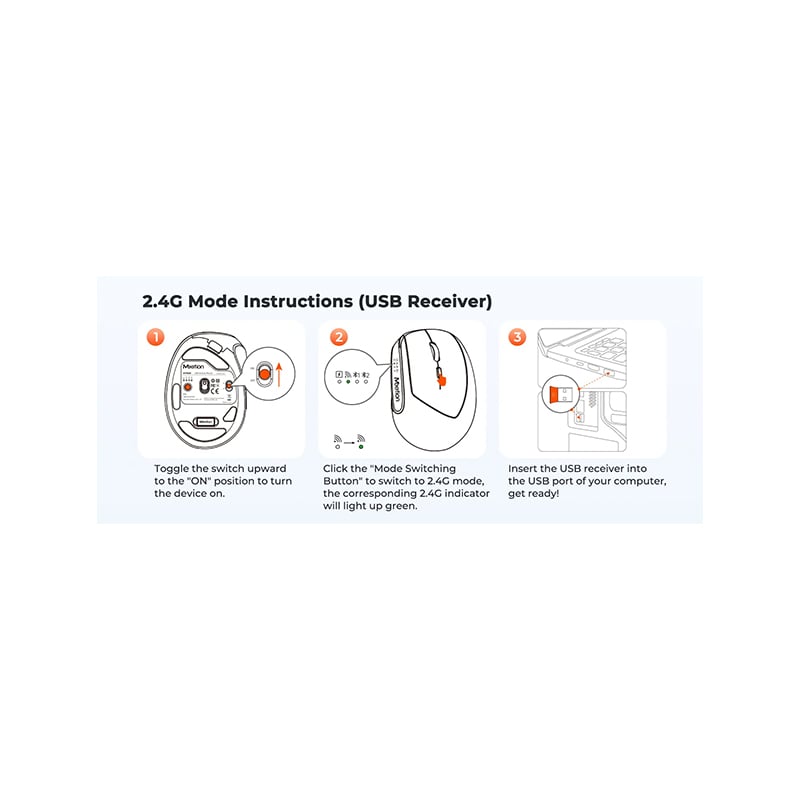 Meetion BTM008 2.4G &amp; Bluetooth Dual Mode Ergonomic Wireless Mouse