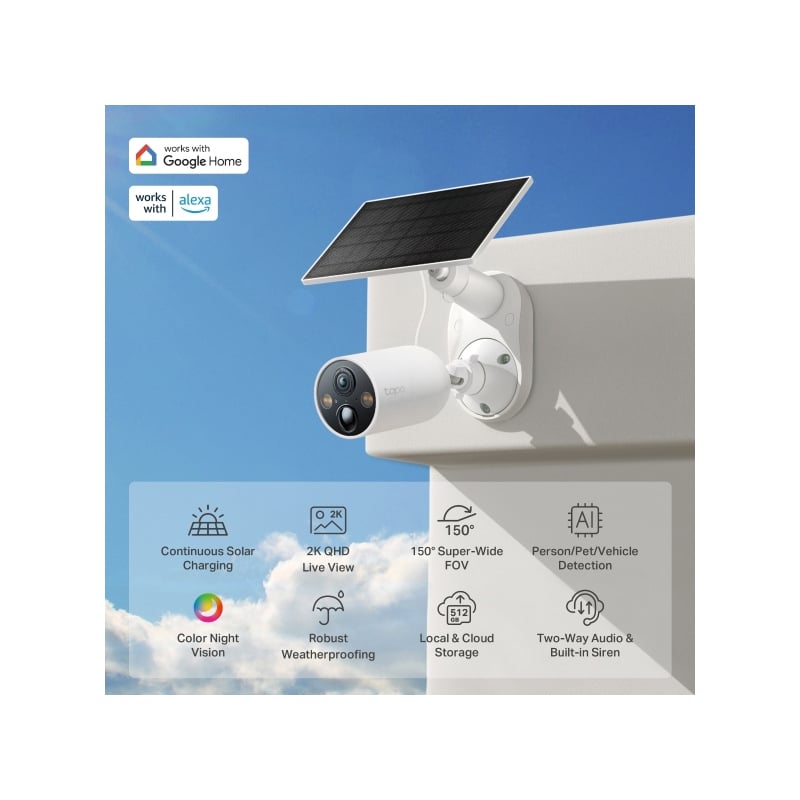 TP-Link Tapo C245 2K QHD IP66 Solar-Powered Security Camera Kit