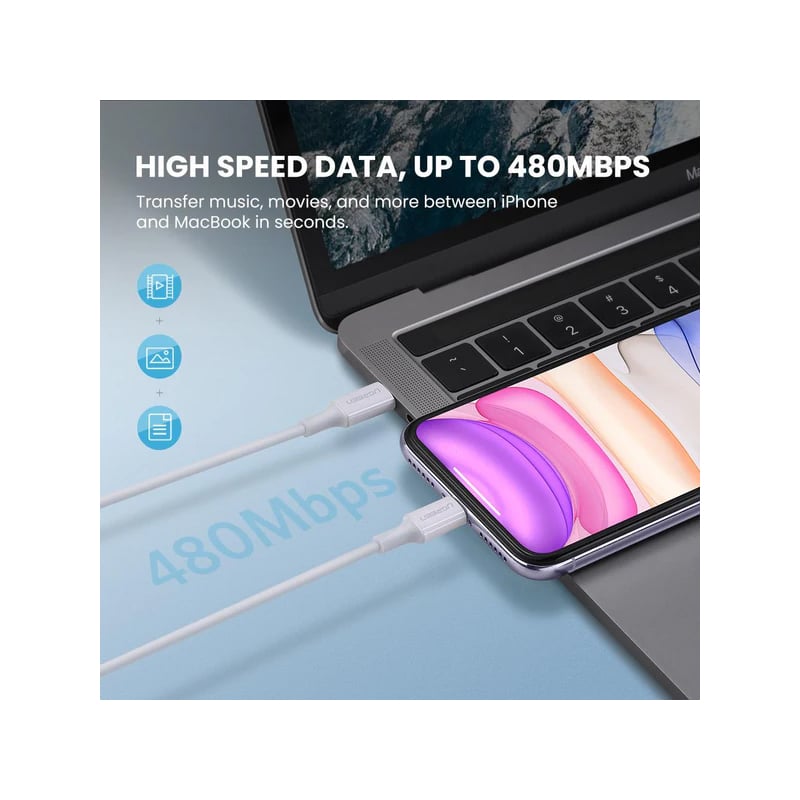 UGREEN  10493 USB-C to Lightning PD Fast Charging Cable MFi Certified