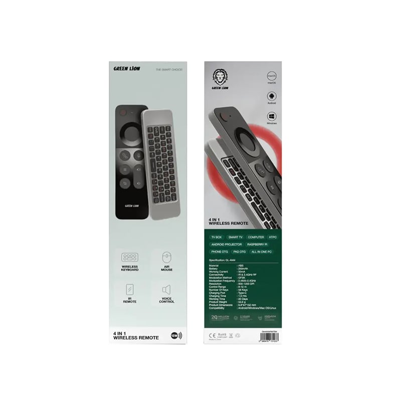 Green Lion 4 in 1 Wireless Remote With Keyboard for Windows/MacOS/Android