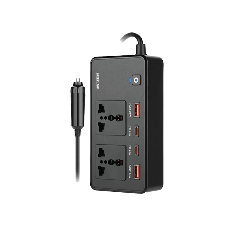 Green Lion GC-200 200W 2 Socket Car Inverter with 24W 2 USB-A + 2USB-C Ports