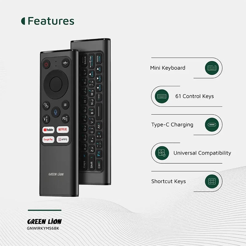 Green Lion Wireless Remote Pro with Keyboard and Mouse for Windows/MacOS/Android