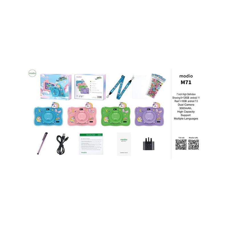 Modio M71 6GB RAM 128GB WiFi 7 inch Android Kids Learning Tablet